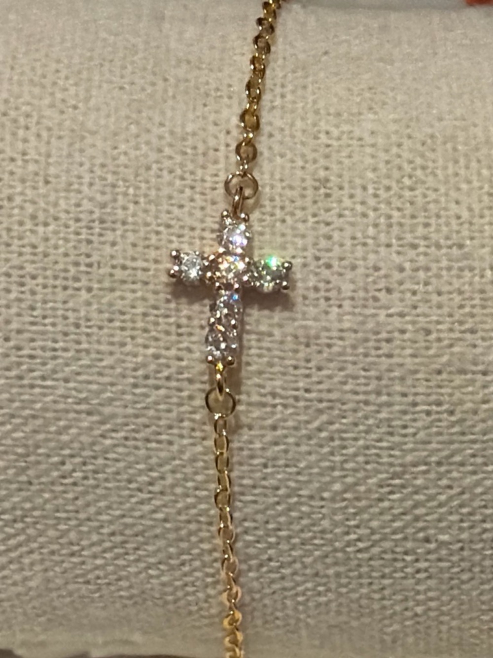 Gold Cross Bracelet with Sparkling Stones - Elegant Women’s Jewelry